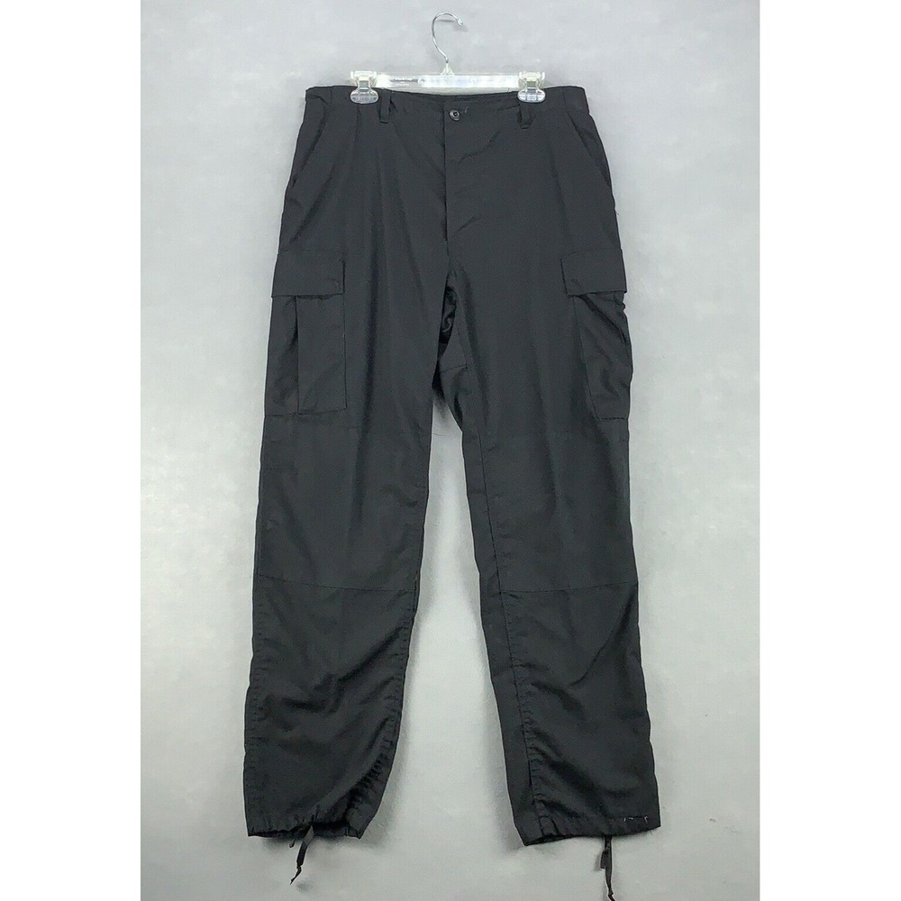 Atlanco Cargo Pants Men's Size Large Black Adj Waist DBL Knee Ripstop Gusseted